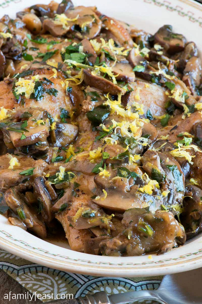 Chicken Thighs And Mushrooms
 Chicken Thighs with Mushrooms Lemon and Herbs A Family