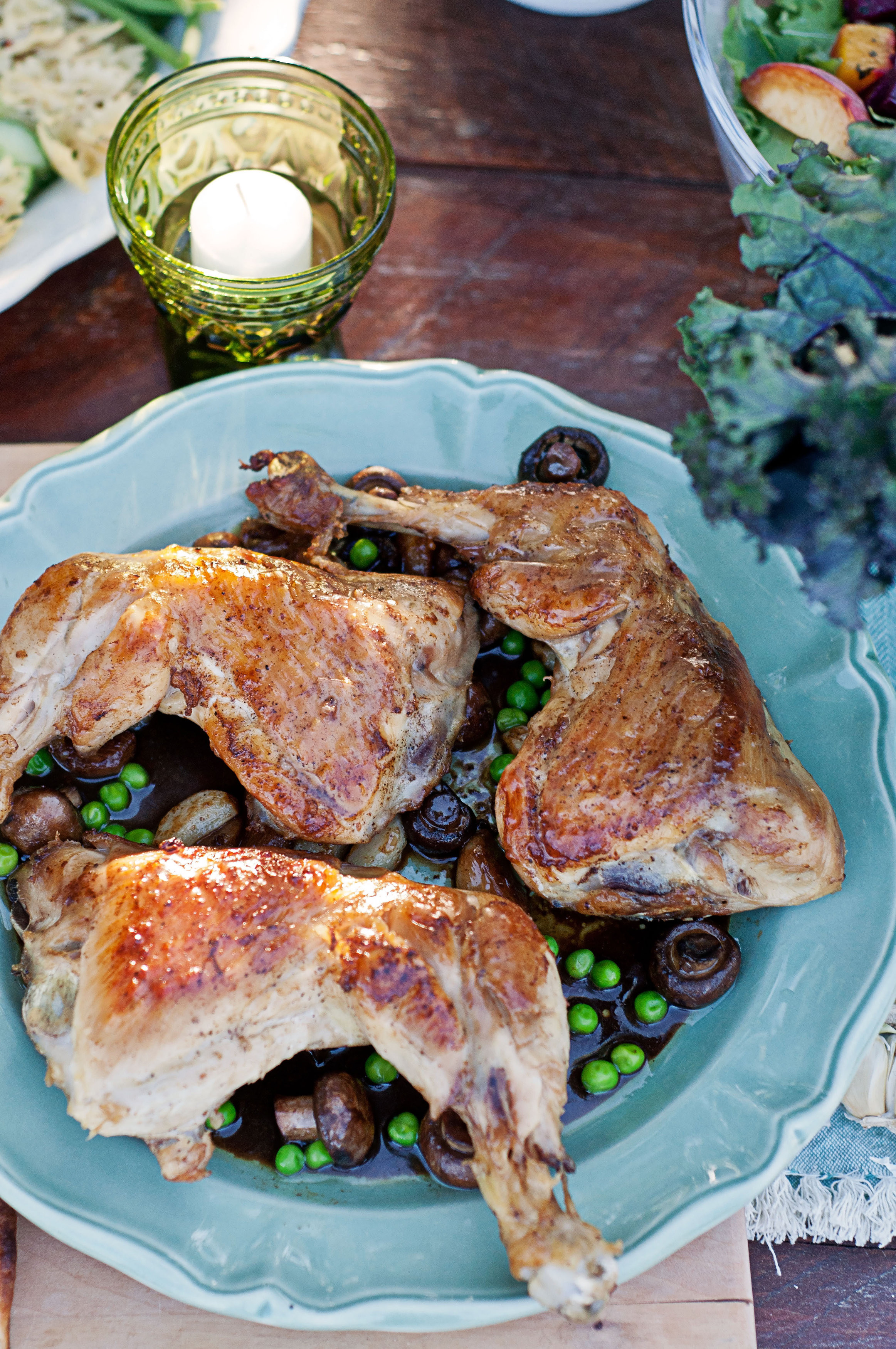 Chicken Thighs And Mushrooms
 Garlic Chardonnay Chicken Thighs with Mushrooms and Peas