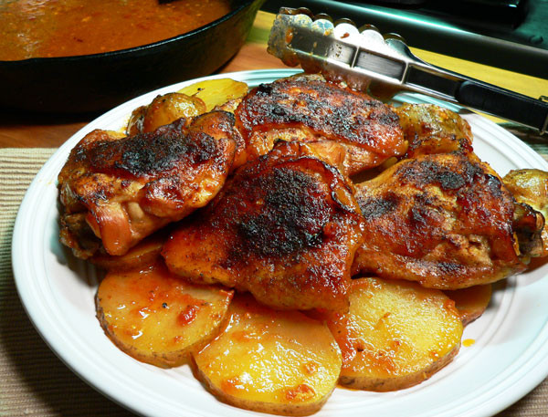 Chicken Thighs And Potatoes
 Skillet BBQ Chicken Thighs with Potatoes Recipe Taste of