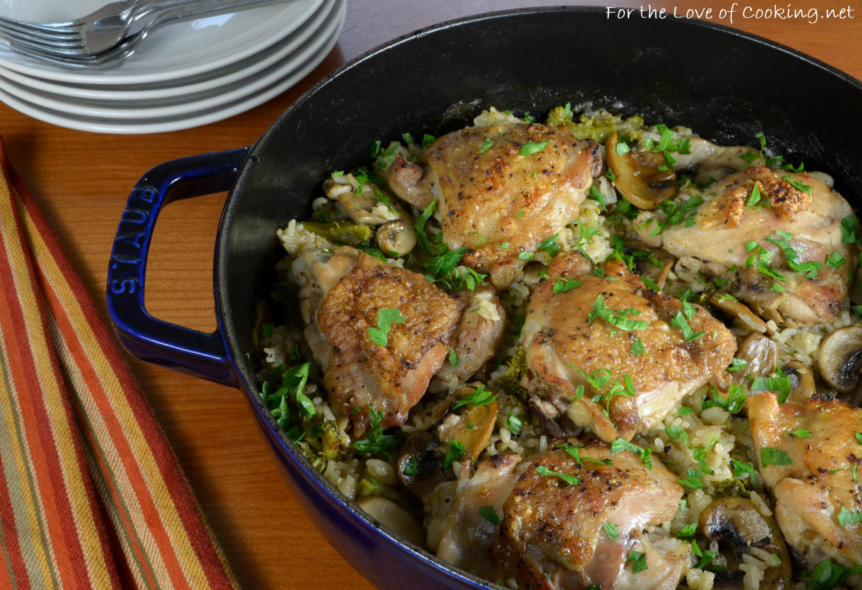 Chicken Thighs And Rice
 Chicken Thighs with Rice Mushrooms and Broccoli