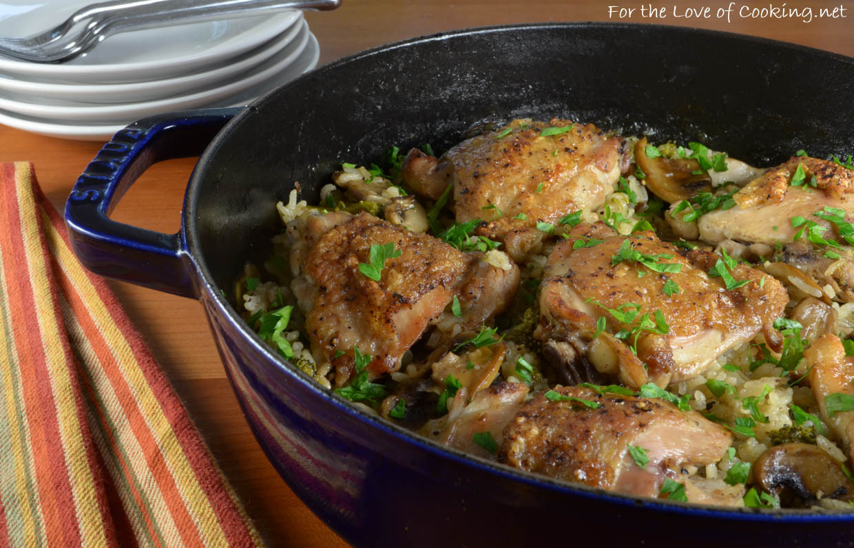 Chicken Thighs And Rice
 Chicken Thighs with Rice Mushrooms and Broccoli