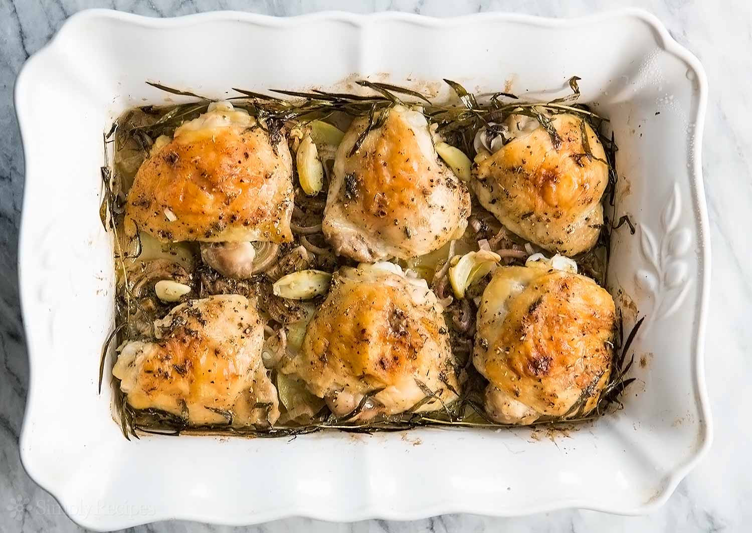 Chicken Thighs Baked
 Herb Roasted Chicken Thighs with Potatoes Recipe