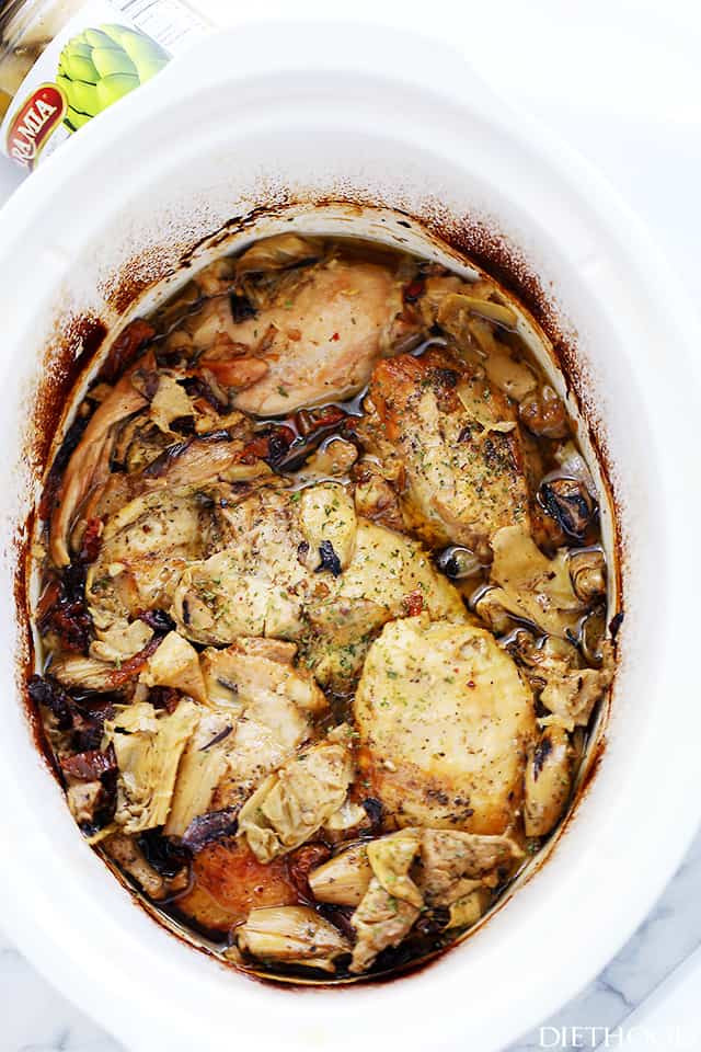 Chicken Thighs Crockpot
 Crock Pot Chicken Thighs with Artichokes and Sun Dried