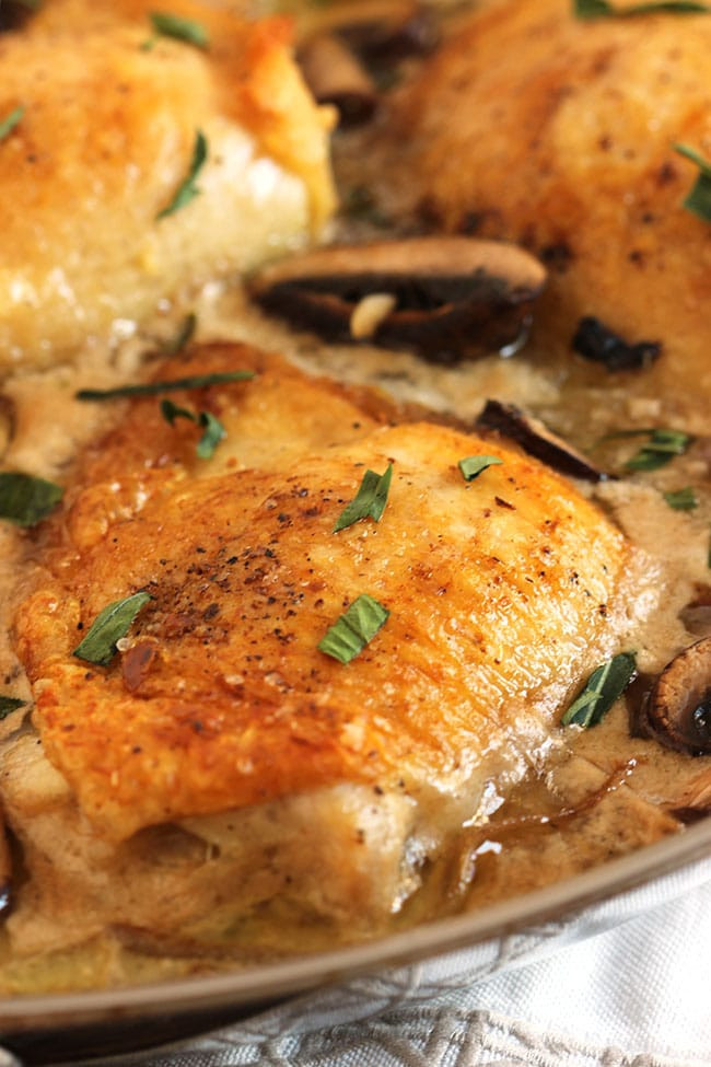 Chicken Thighs With Mushrooms
 Pan Roasted Chicken Thighs with Creamy Mushroom Tarragon