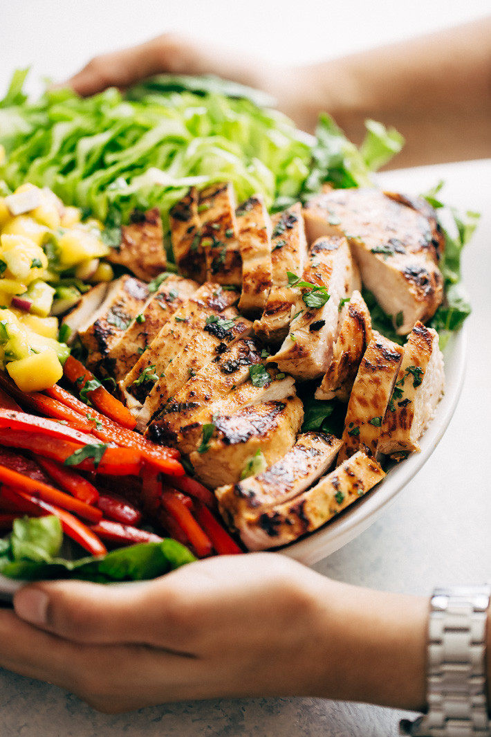 Chili Lime Chicken
 Fiesta Chili Lime Chicken Salad with Mango Avocado Salsa