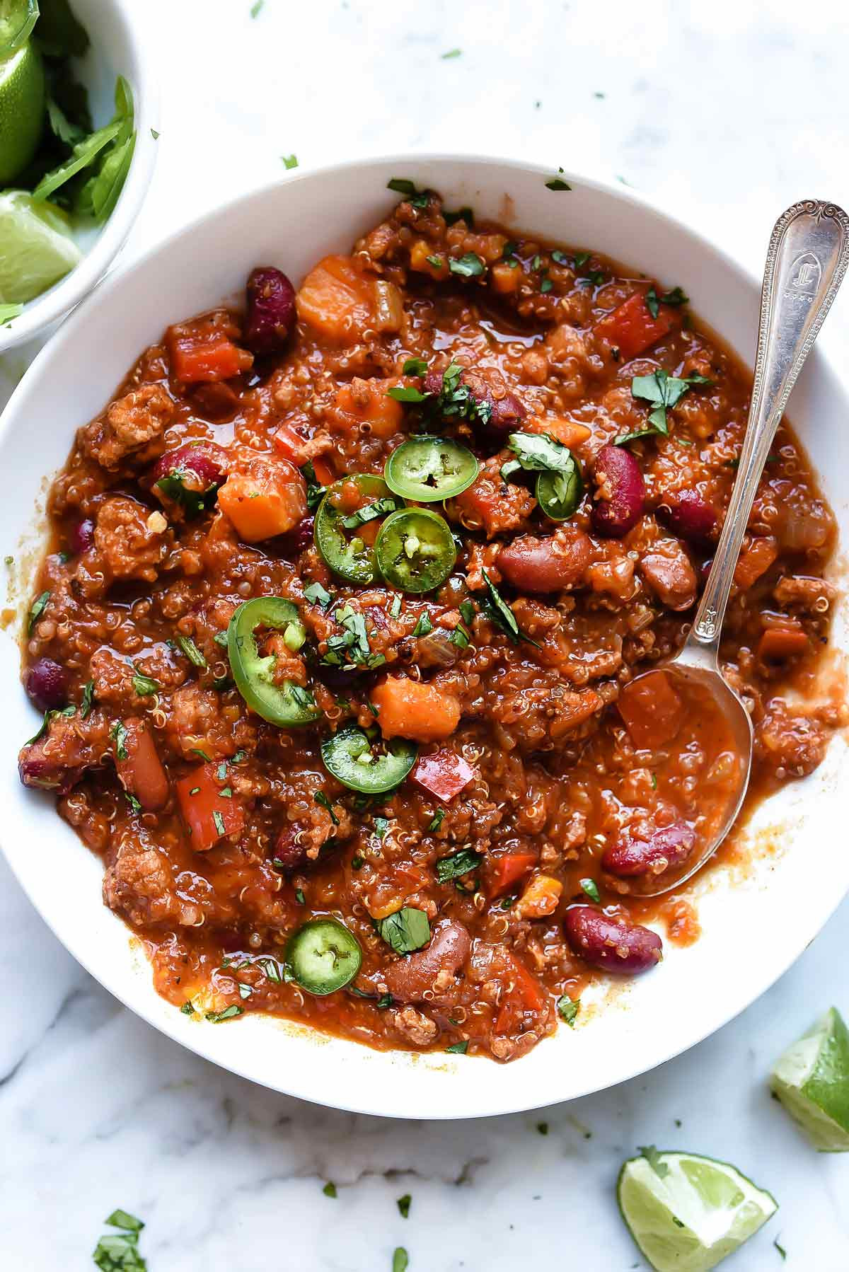 Chili Recipe Turkey
 Slow Cooker Turkey Sweet Potato Chili with Quinoa