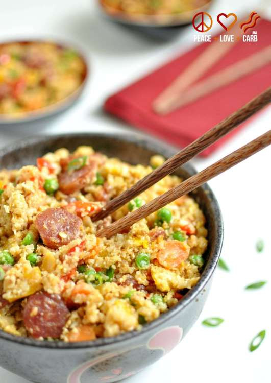 Chinese Sausage Fried Rice
 Chinese Sausage Fried "Rice" Low Carb Gluten Free
