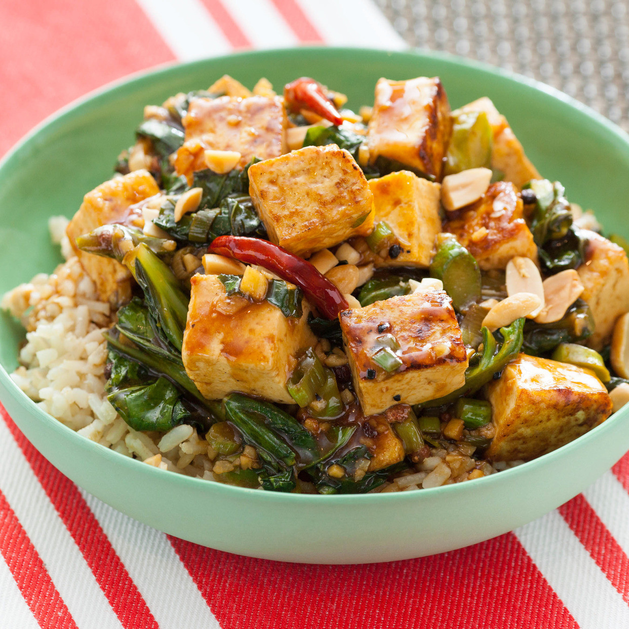 Chinese Tofu Recipes
 Recipe Kung Pao Tofu with Chinese Broccoli & Brown Rice