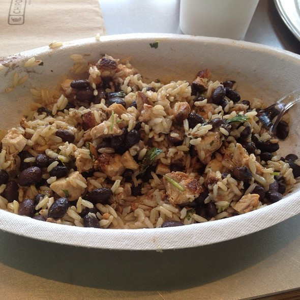 Chipotle Mexican Grill Brown Rice
 Burrito Bowl Chicken Brown Rice Black Beans &Cheese