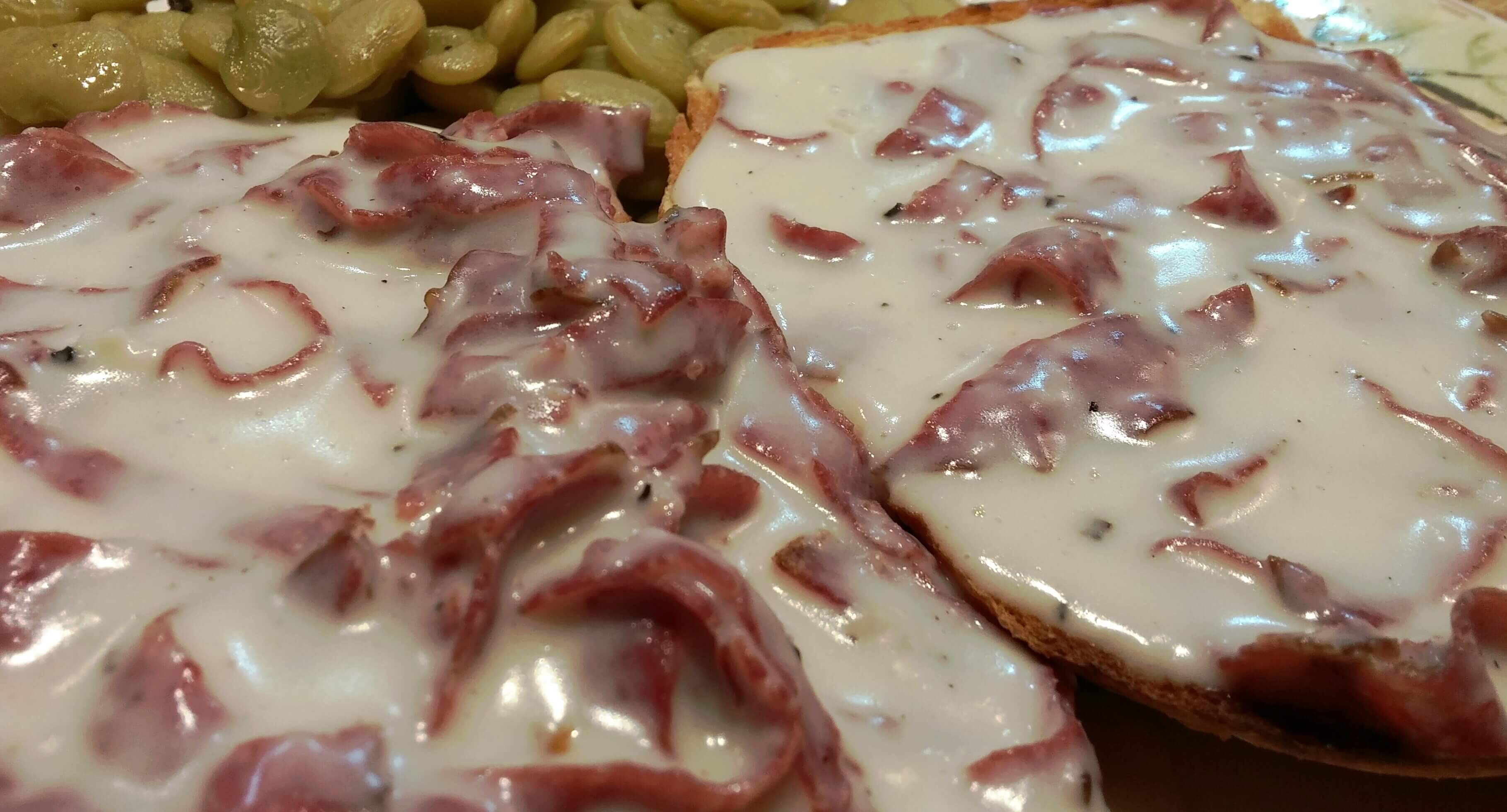 Chipped Beef Gravy
 Creamed chipped beef on toast