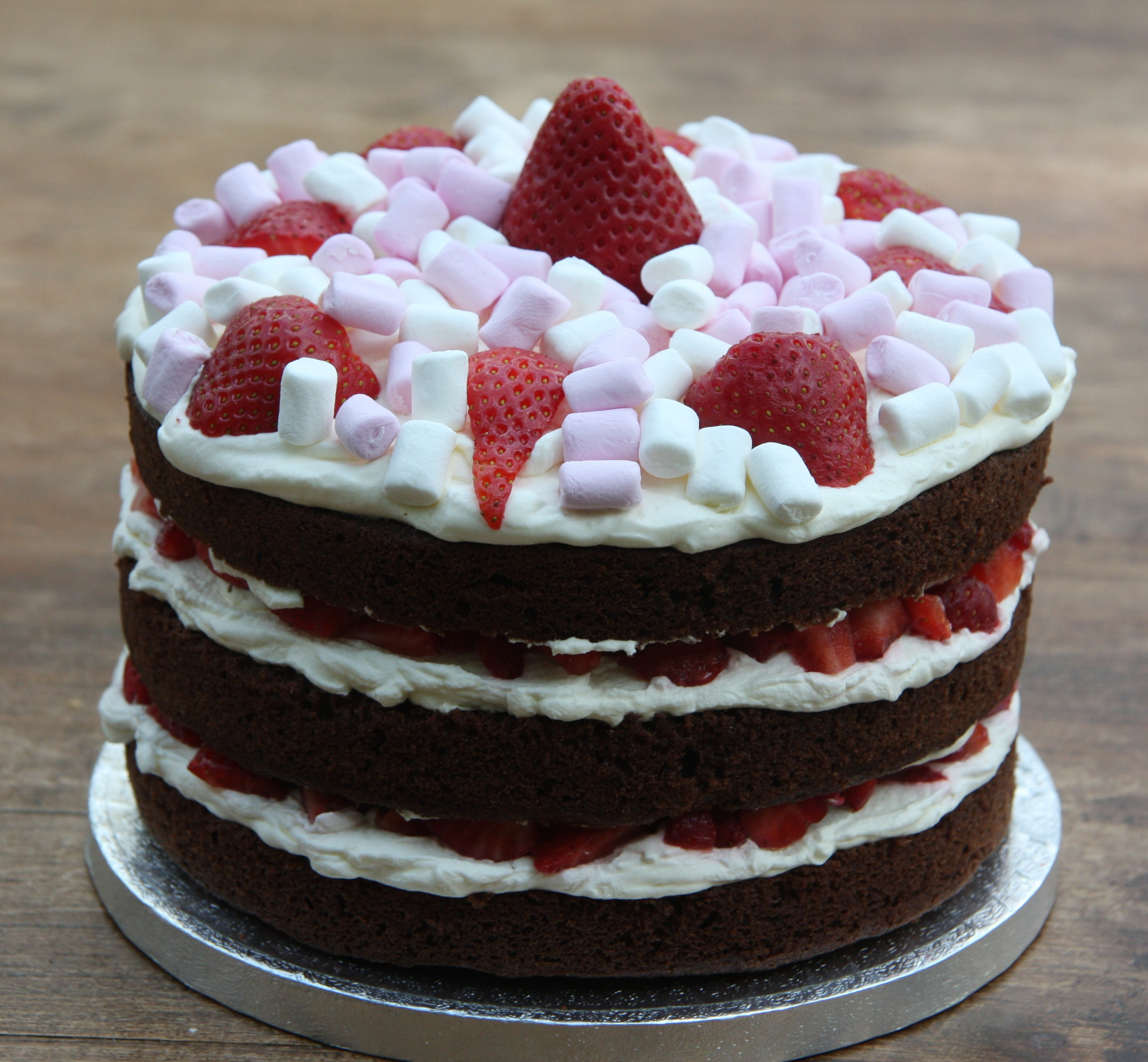 Chocolate Birthday Cake
 Chocolate Birthday Cake with Strawberries and Cream and