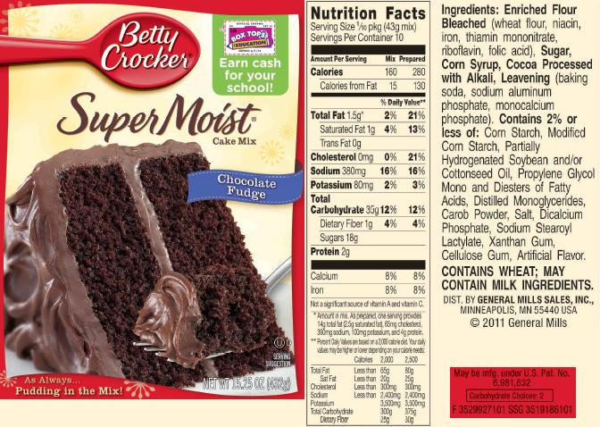 Chocolate Cake Calories
 betty crocker chocolate cake mix nutrition