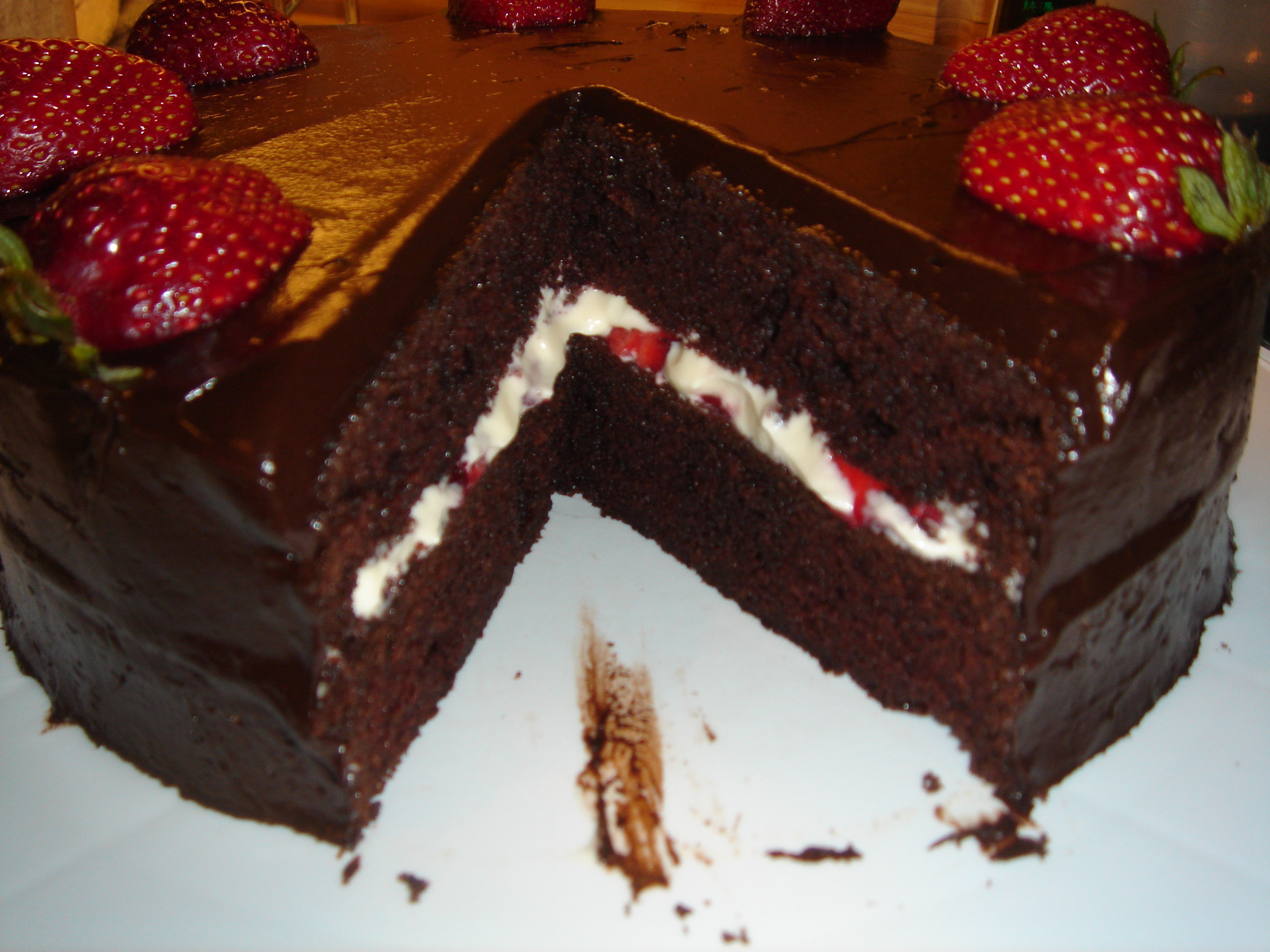 Chocolate Cake With Strawberry Filling
 Chocolate Cake with Strawberry Cream Filling