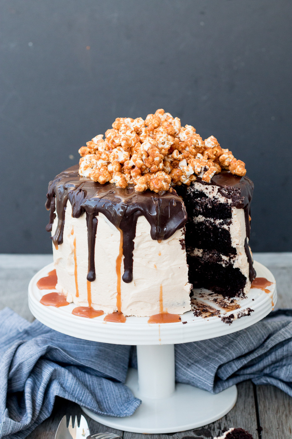 Chocolate Caramel Cake
 Triple Layer Chocolate Cake with Salted Caramel