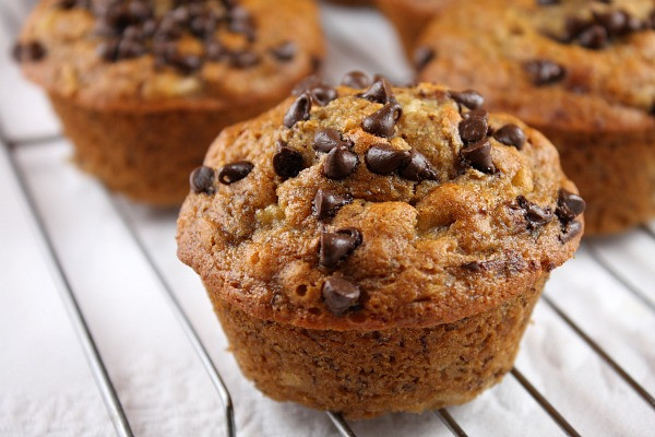 Chocolate Chip Banana Muffins
 Honey Sweetened Low Fat Banana Chocolate Chip Muffins