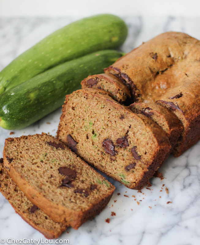 Chocolate Chocolate Chip Zucchini Bread
 Healthier Chocolate Chip Zucchini Bread Chez CateyLou