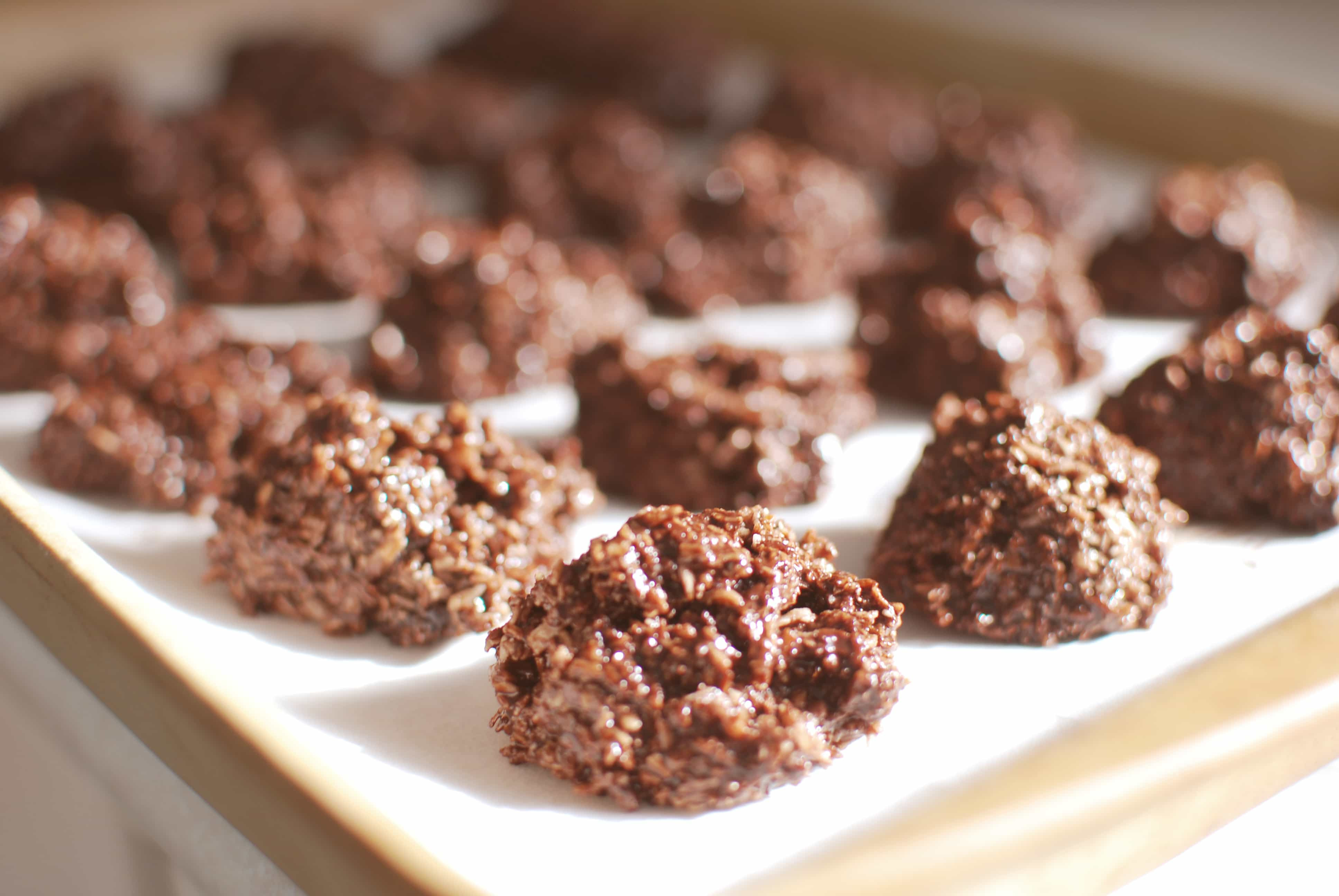 Chocolate Coconut Macaroons
 No Bake Chocolate Coconut Macaroons Grain free Dairy