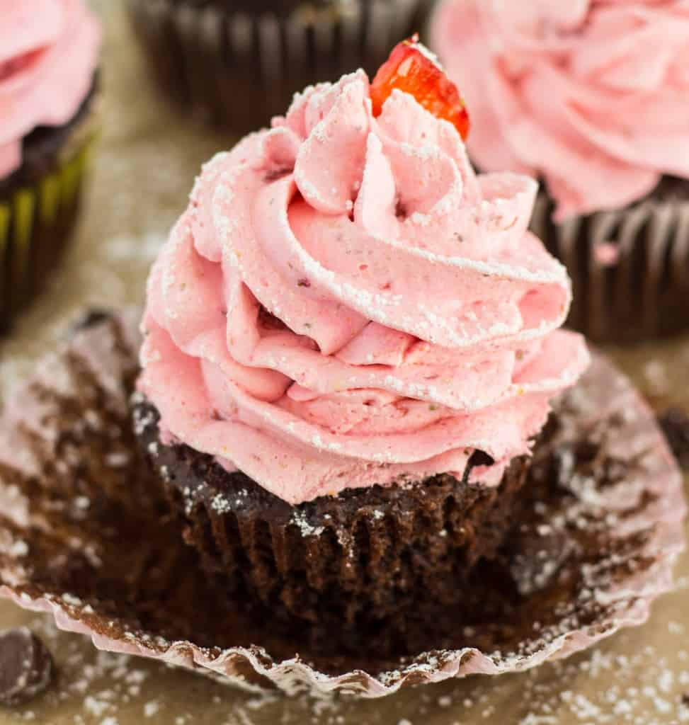 Chocolate Mousse Frosting
 Chocolate Cupcakes with a Strawberry Mousse Frosting