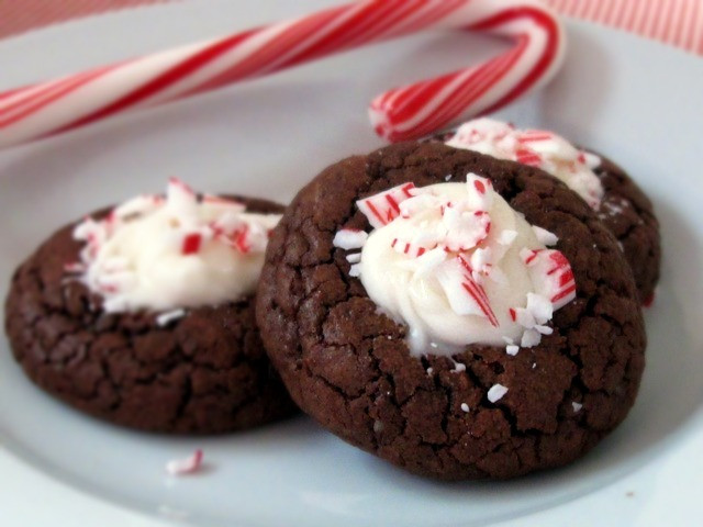 Chocolate Peppermint Cookies
 Chocolate peppermint thumbprint cookies