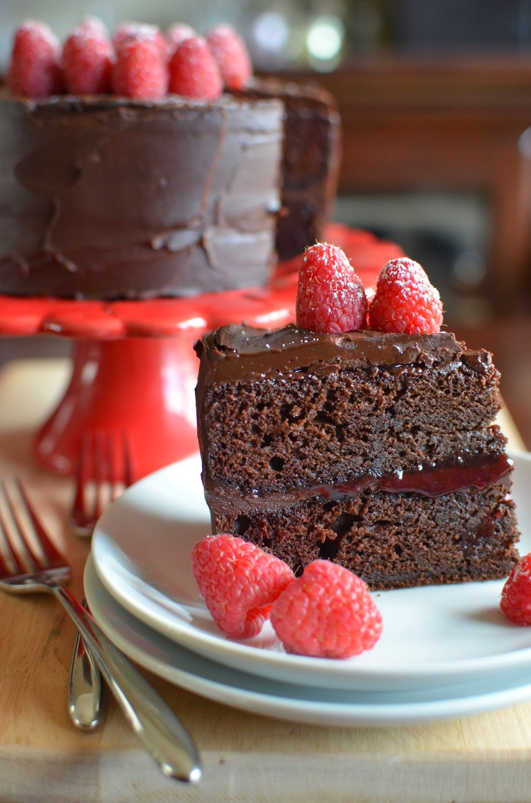 Chocolate Raspberry Cake
 Playing with Flour Chocolate raspberry layer cake