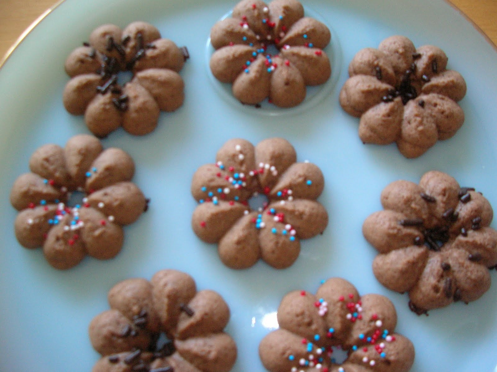 Chocolate Spritz Cookies
 A Year of Cookies Cookie Recipe 194 Chocolate Spritz