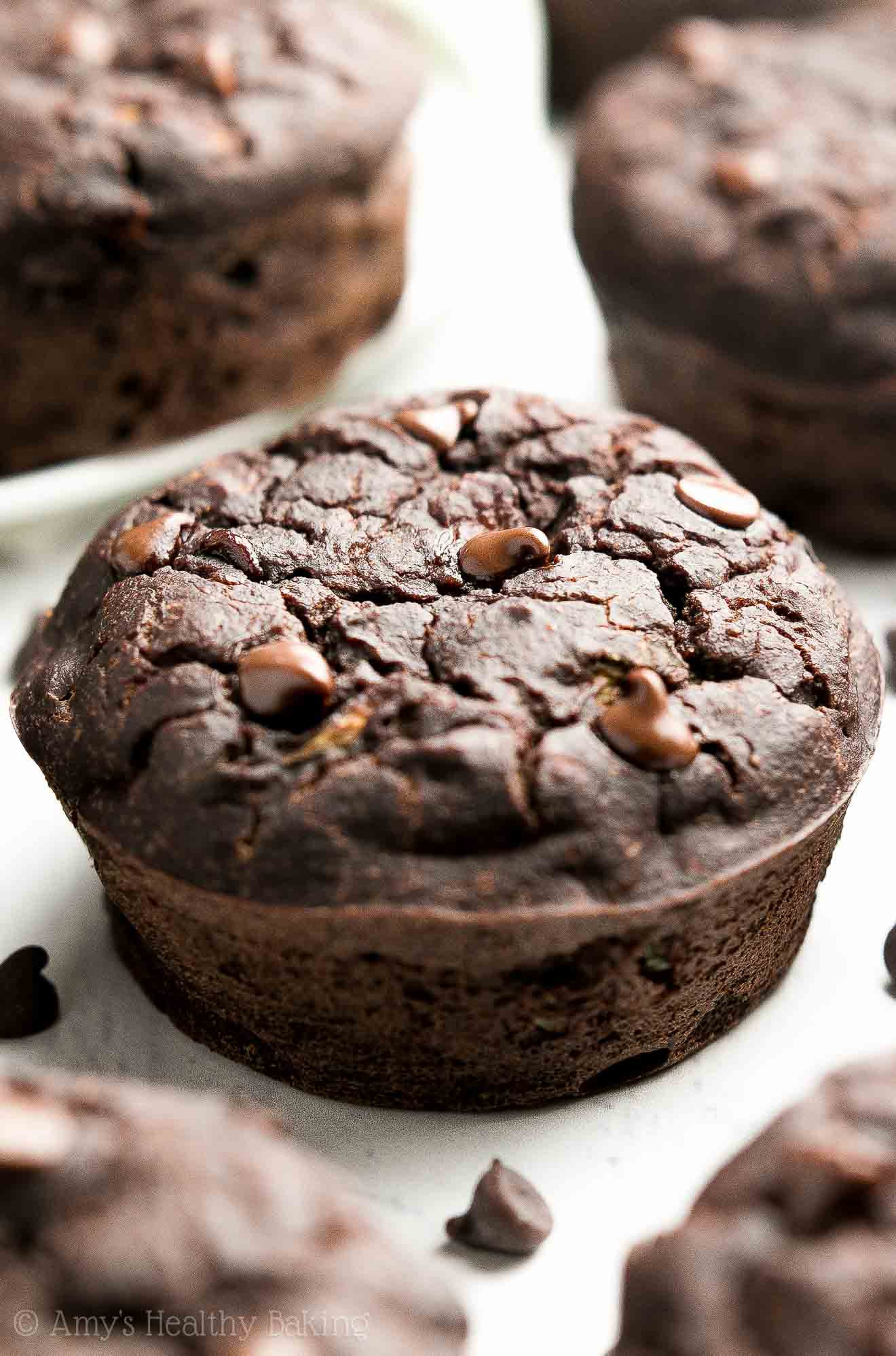 Chocolate Zucchini Muffins
 Healthy Double Chocolate Zucchini Muffins