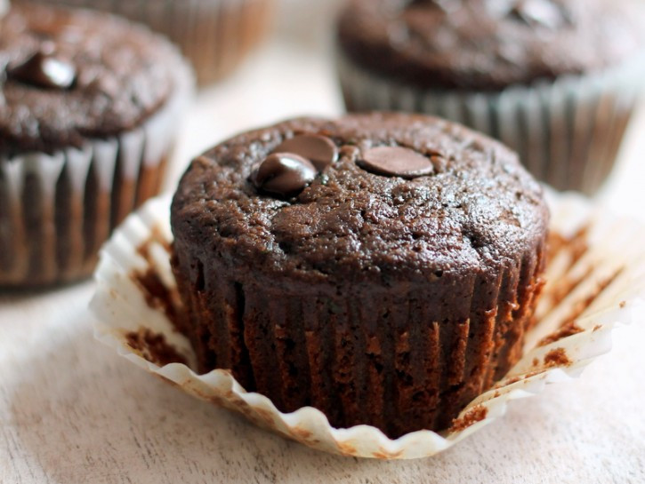 Chocolate Zucchini Muffins
 Healthy Double Chocolate Zucchini Muffins