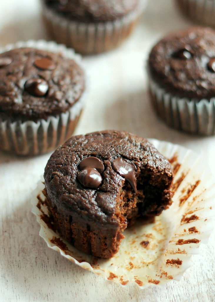 Chocolate Zucchini Muffins
 Healthy Double Chocolate Zucchini Muffins