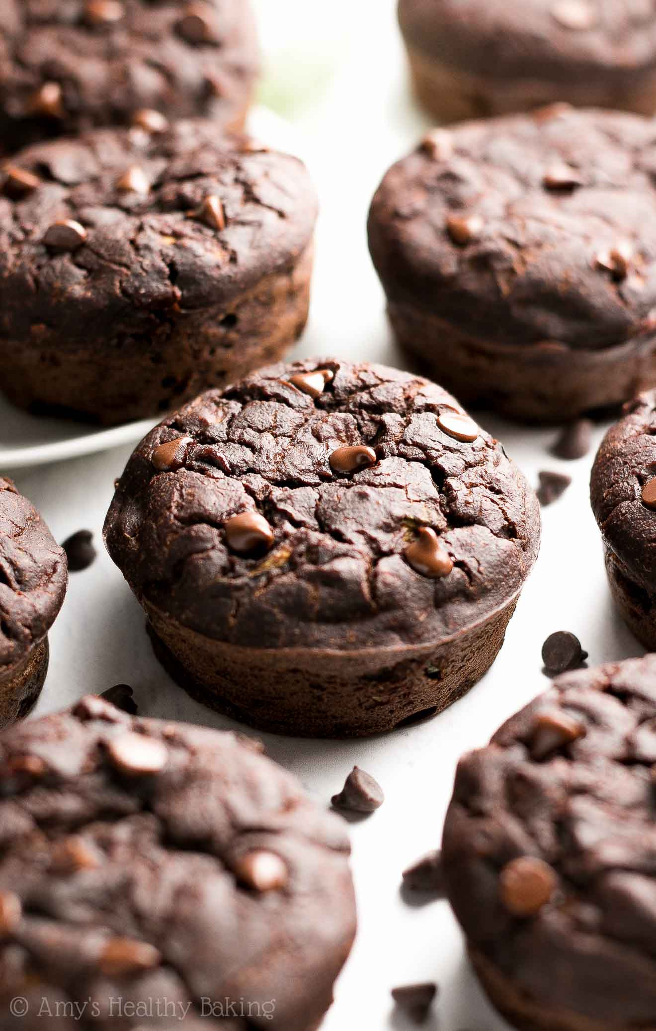 Chocolate Zucchini Muffins
 Healthy Double Chocolate Zucchini Muffins