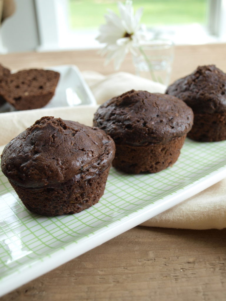 Chocolate Zucchini Muffins
 Whole wheat chocolate zucchini muffins Happy Healthy Mama