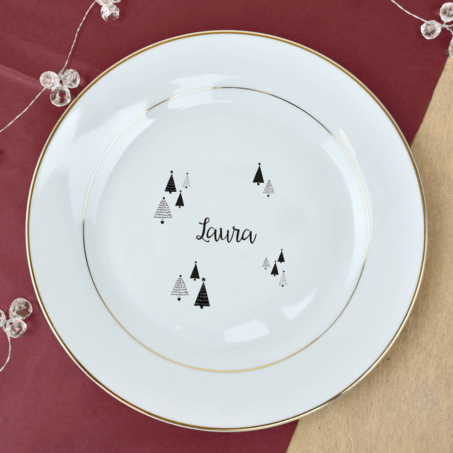 Christmas Dinner Plates
 christmas dinner personalised gold plate by ellie ellie