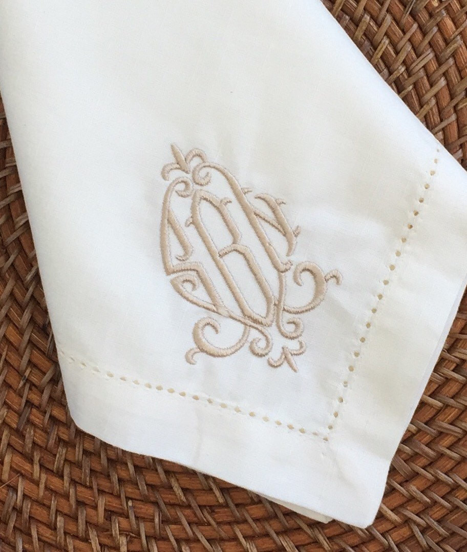 Cloth Dinner Napkins
 Monogrammed Hemstitched Dinner Napkins Linen Like 