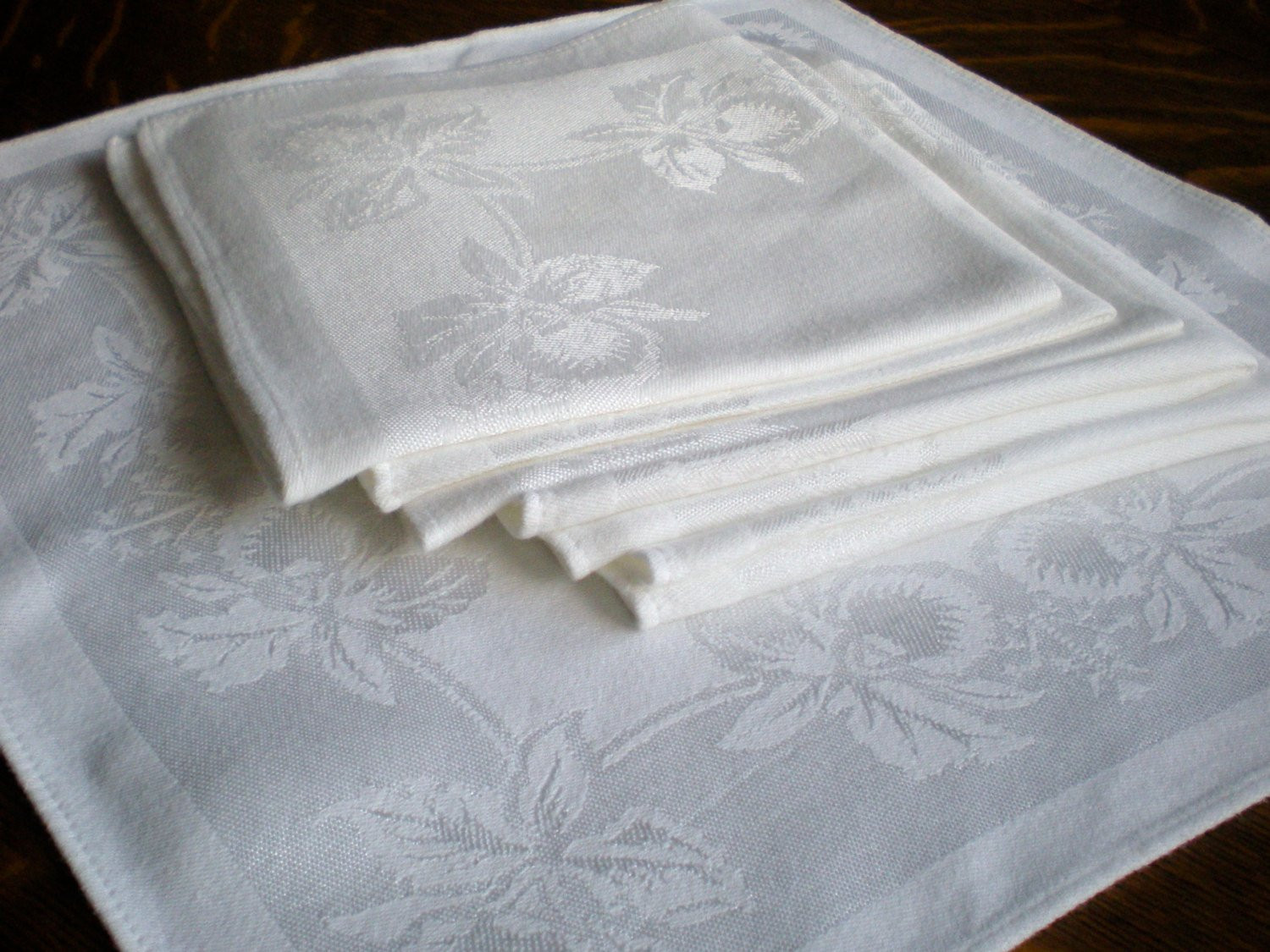 Cloth Dinner Napkins
 Linen Dinner Napkins Cloth RESERVEDSet of 8 White Damask