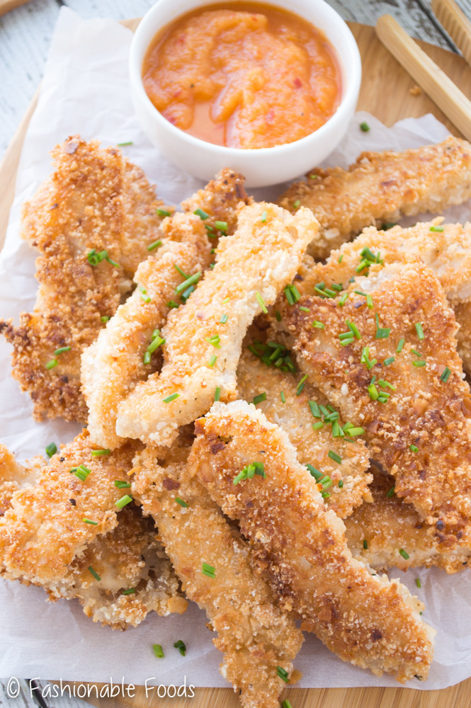 Coconut Chicken Tenders
 Crispy Coconut Chicken Tenders with Sweet and Spicy