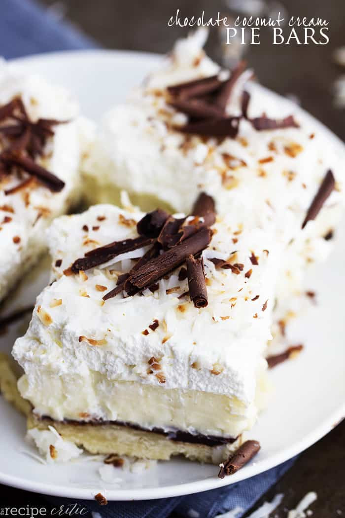 Coconut Cream Dessert
 Chocolate Coconut Cream Pie Bars