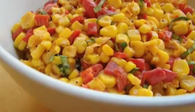 Cold Corn Salad Recipe
 Salad with corn tomatoes and sweet peppers