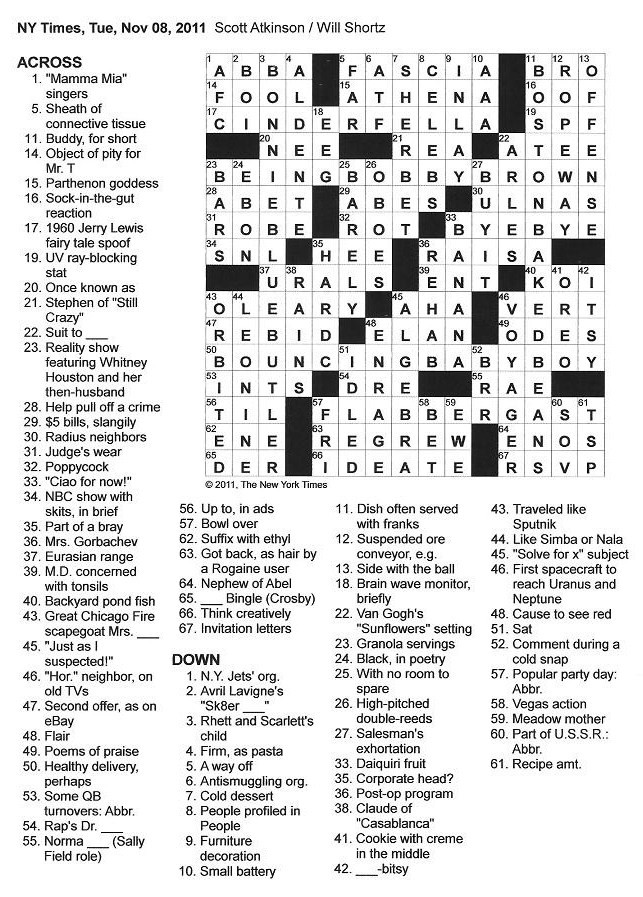 Cold Dessert Crossword Clue
 The New York Times Crossword in Gothic 11 08 11 — BBB