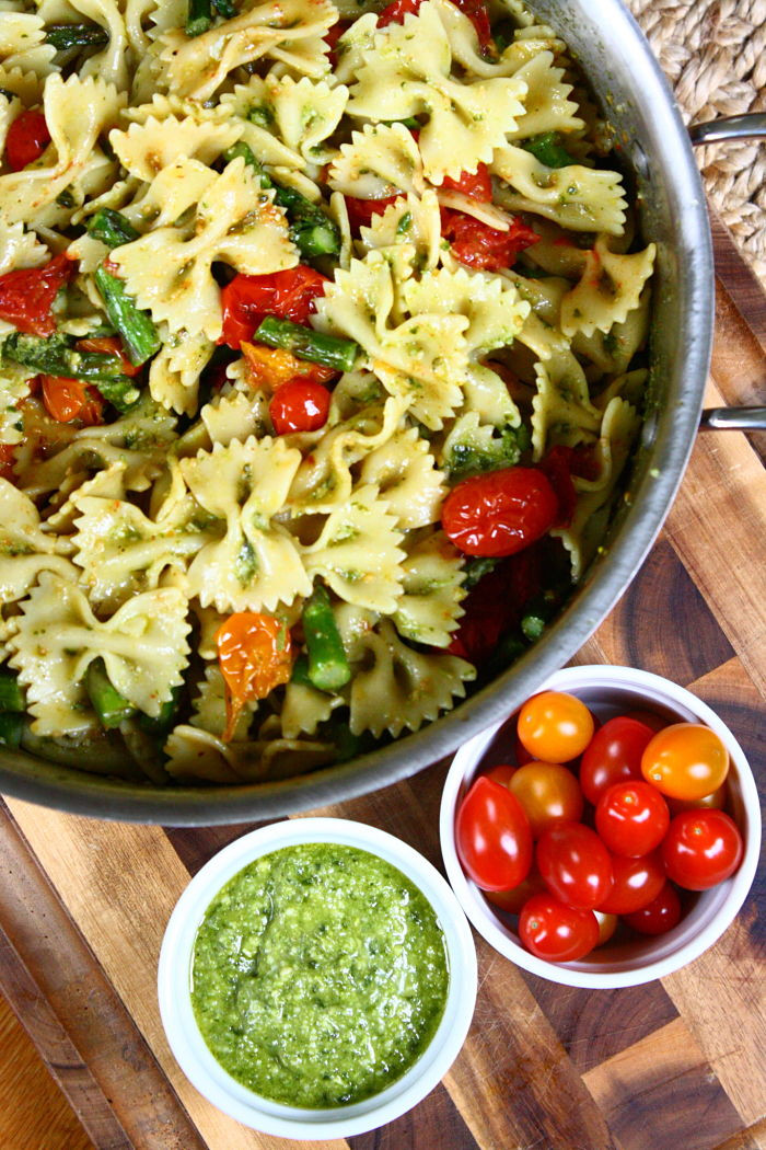 Cold Pesto Pasta Salad
 Pesto Pasta Salad with Roasted Tomatoes and Asparagus