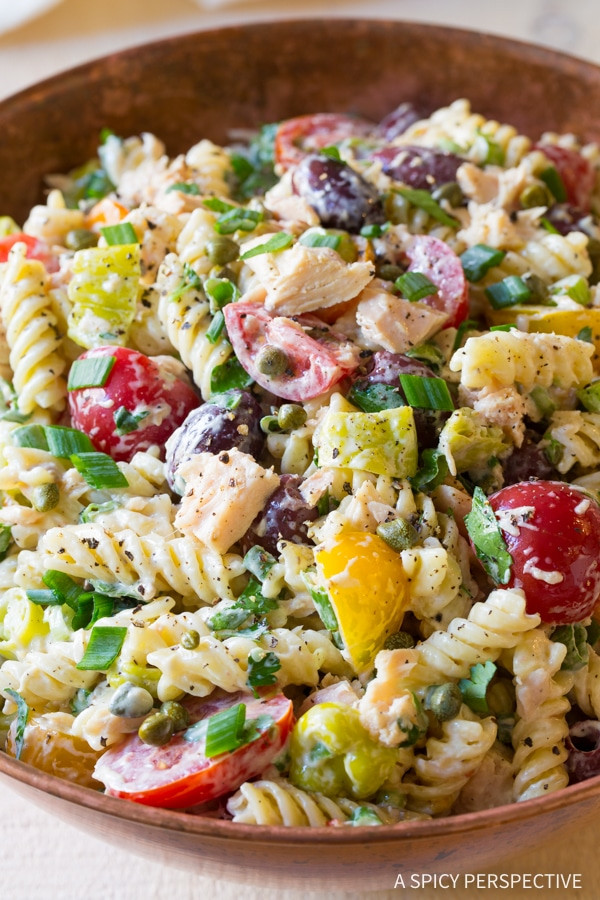 Cold Tuna Pasta Salad
 Tuna Pasta Salad with Olives and Capers A Spicy Perspective