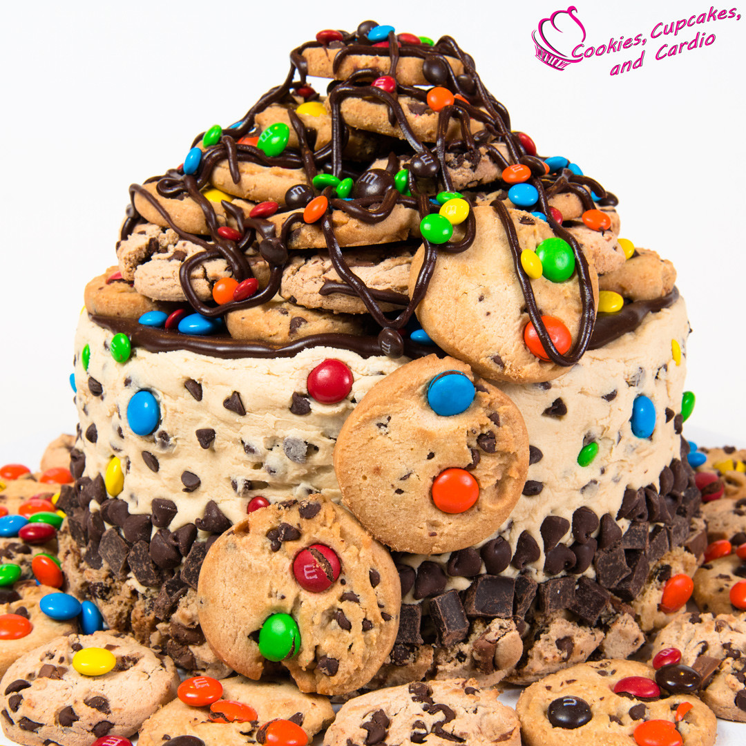 Cookies Cupcakes And Cardio
 M&M’s Cookie Mountain Cake with Chocolate Chip Cookie Dough