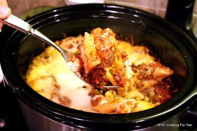 Cooking For Two
 Crock Pot Baked Ziti