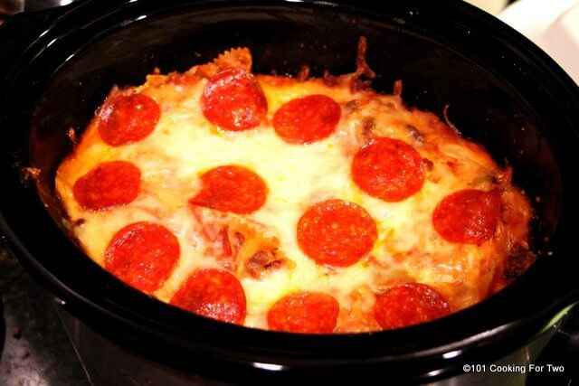 Cooking For Two
 Crock Pot Pizza Casserole