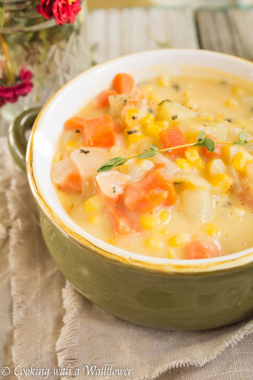 Corn And Potato Chowder
 Corn and Potato Chowder Cooking with a Wallflower