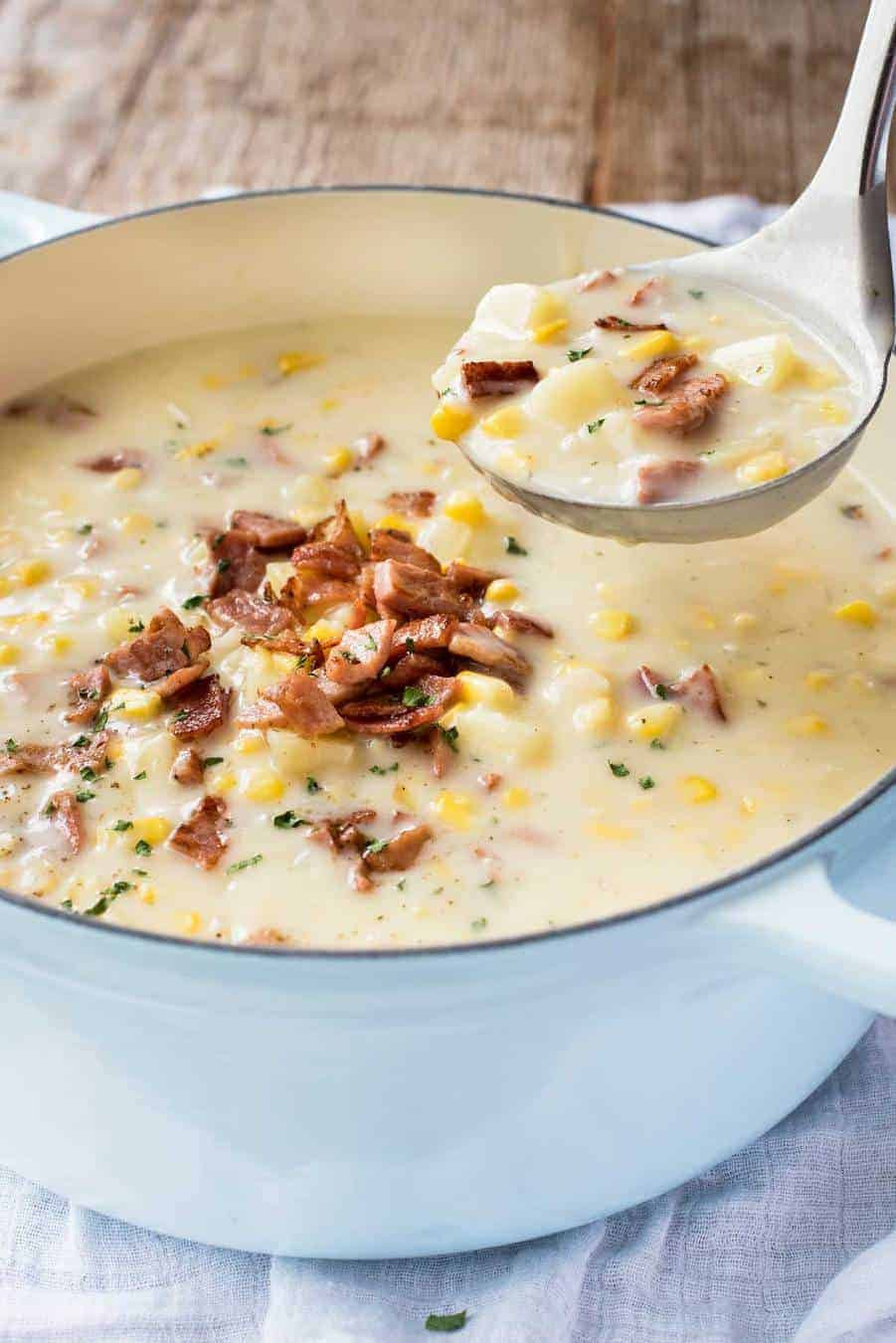 Corn And Potato Chowder
 Ham Potato and Corn Chowder