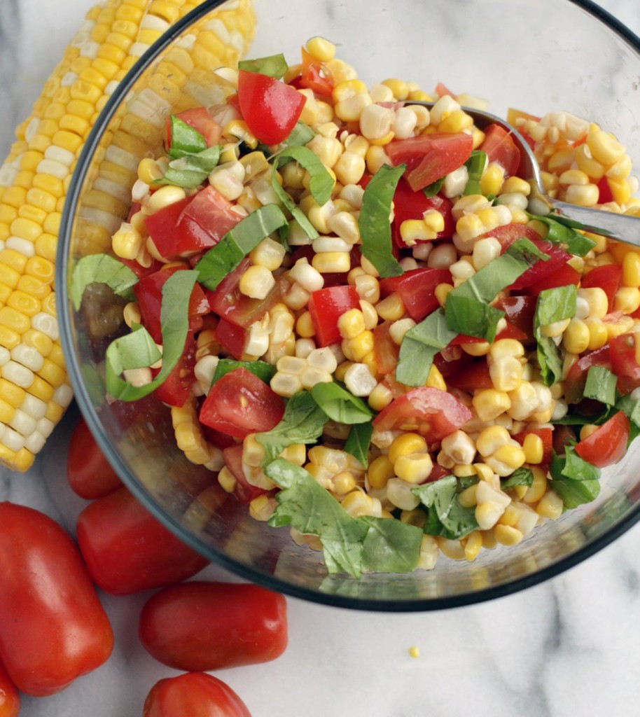 Corn And Tomato Salad
 Corn and Tomato salad with Balsamic Glaze
