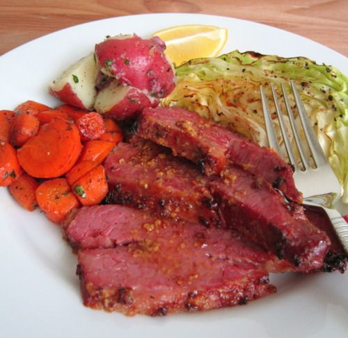 Corned Beef And Cabbage In Oven
 Baked Honey Mustard Corned Beef with Roasted Cabbage