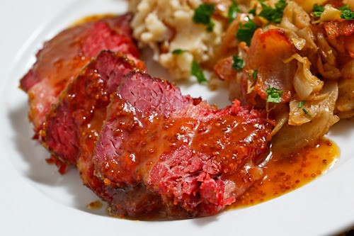 Corned Beef And Cabbage In Oven
 Apricot Glazed Corned Beef with Colcannon and Sauteed