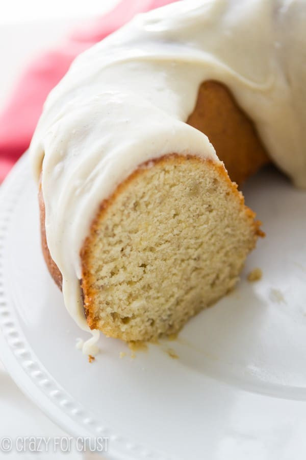 Crazy Banana Cake
 Banana Bundt Cake with cream cheese frosting Crazy for