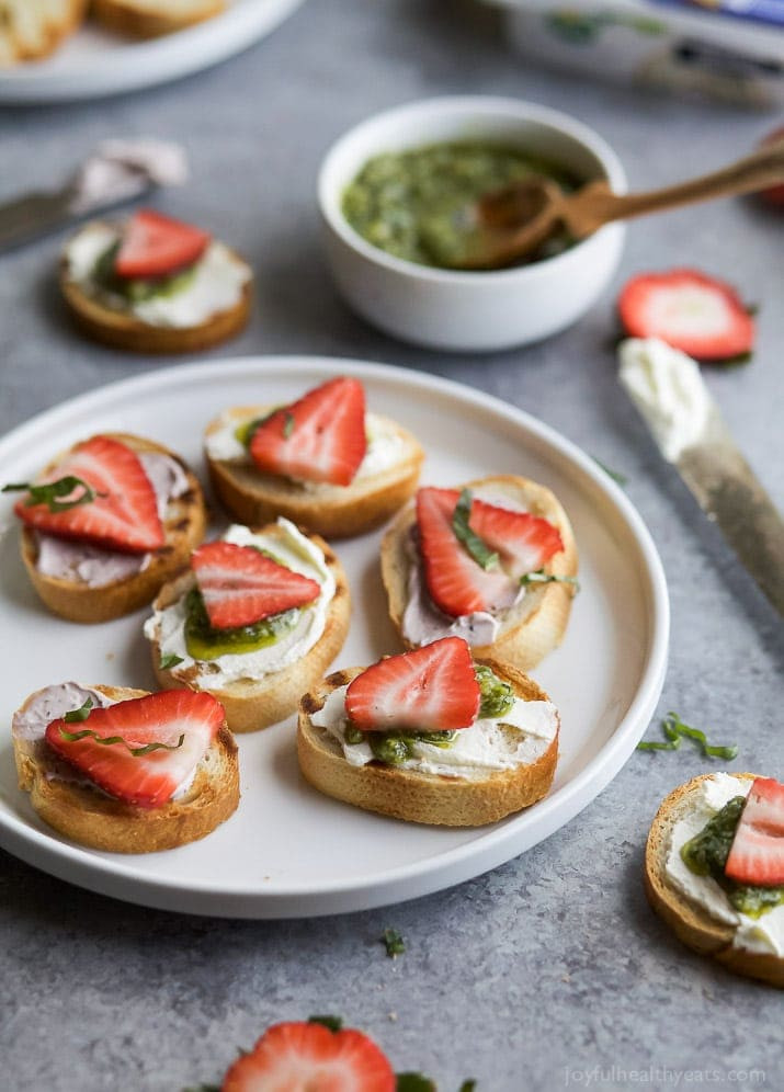 Cream Cheese Recipes Appetizers
 Pesto Cream Cheese Strawberry Bruschetta Bites