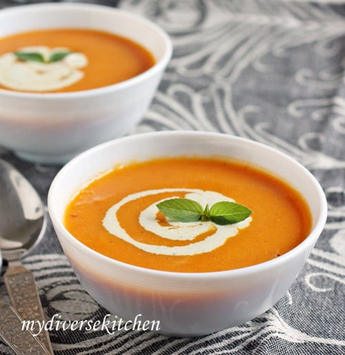 Cream Of Carrot Soup
 Roasted Tomato And Carrot Soup With Basil Cream GF